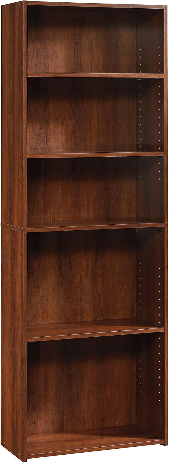 Sauder Beginnings 5-Shelf Bookcase, Bookshelf with Adjustable Storage Shelves, in Brook Cherry