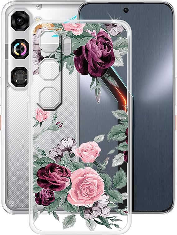 Case for Nubia Neo 5 GT (6.80 inches), Ultra-Thin Transparent Anti-Scratch Soft TPU Bumper Silicone Case Cover for Nubia Neo 5 GT - Red rose