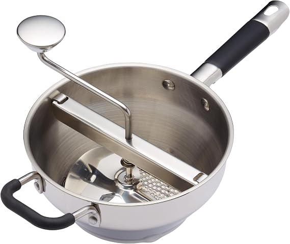 MasterClass Food Mill, Mash and Puree Maker, Manual Food and Vegetable Grinder, Stainless Steel, 43.5 x 21 x 19.5 cm, Silver