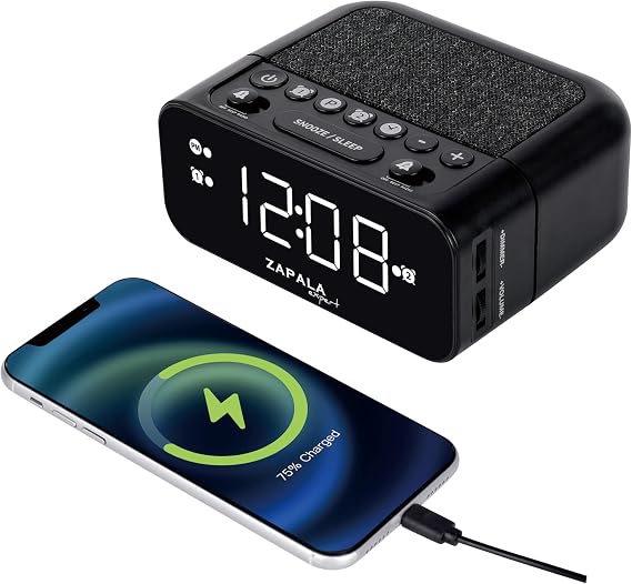 Alarm Clock Radio, 2 Alarms Large LED Display Digital FM Clock Radio with USB Charging Port, Adjustable Volume & Dimmer Control, Snooze for Deep Sleepers Kids Elderly