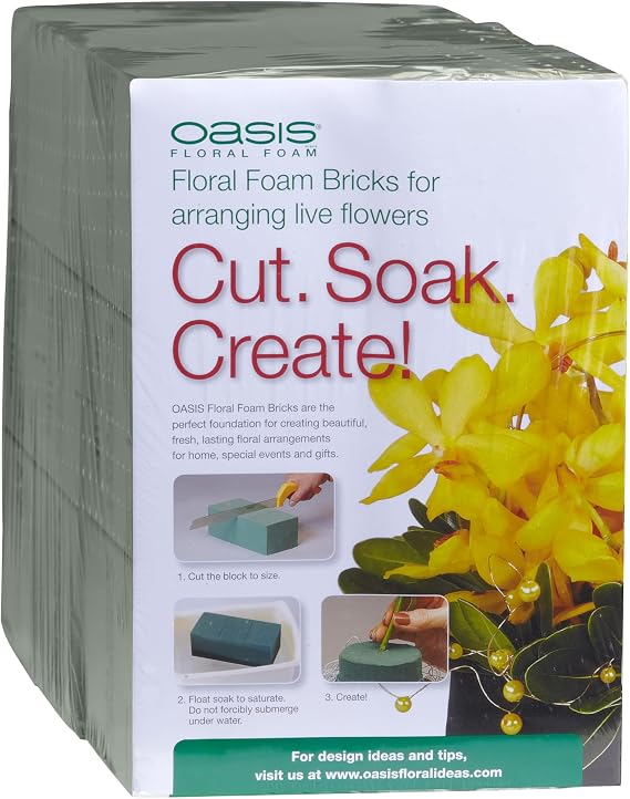 Oasis Floral Foam MaxLife Standard Size Floral Foam Bricks, Pack of 6 Professional Hydration & Secure Stem Support for Fresh Flower Arrangements