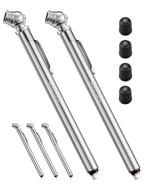 AstroAI Pencil Tire Pressure Gauge, 2 Pack 10-75 PSI Stainless Steel Body
