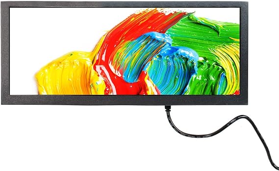 VSDISPLAY 12.3'' 1920x720 Stretched Bar LCD Monitor with USB VGA Video Port | VS123ZJ01A,Dual Speakers,As Extra Secondary Display