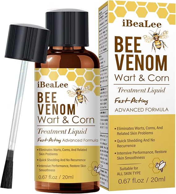 Fast-Acting Skin Tag Remover, Bee Venom Wart Remover with 12% Salicylic Acid for Body and Neck, Maximum Strength Liquid Skin Tag Removal Kit for Plantar Wart, Common & Flat Wart, Corn, Callus-B1