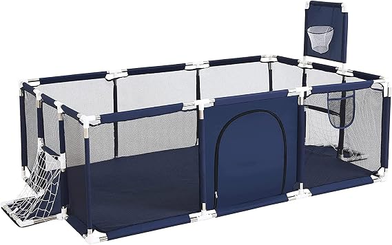 Baby Playpen,Baby Fence with Basketball Hoop and Soccer Gate,19012966cm,Indoor Outdoor Kids Safe Playground Fence,Playpen for Baby and Toddlers,Anti-Drop/Portable