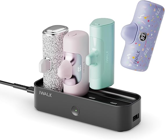 iWALK Charger Station for Portable Charger 4500mAh,4800mAh, 5000mAh, Power Bank for iPhone Charging Station Multiple USB-C Family-Sized Charger