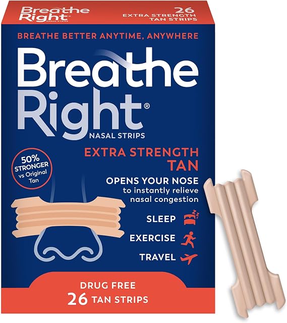 Breathe Right Extra Strength Nasal Strips, Congestion Relief, Tan, 26ct