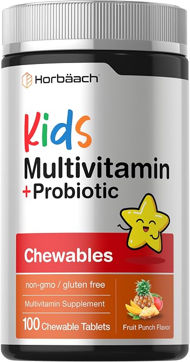 Horbaach Kids Multivitamin with Probiotics | 100 Chewable Tablets