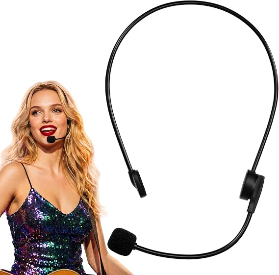 Fake Microphone Headset Prop - Rockstar Costume Accessories for Adult Men Women, Halloween Rock Star Music Concert Party Outfit Accessory