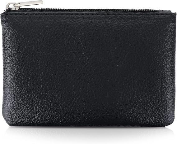 TIESOME PU Leather Coin Purse Black Zipper Coin Purse