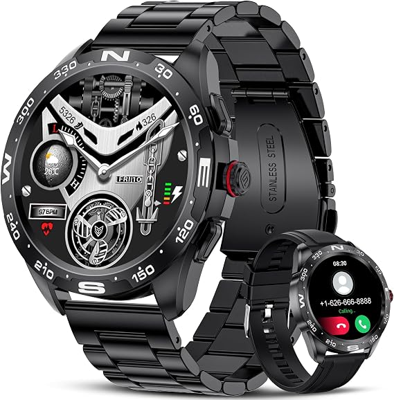 LIGE Military Smart Watch for Men,1.32" HD Smartwatch for Answer/Make Call, Fitness Activity Tracker, IP68 Waterproof/Heart Rate/Blood Pressure/SpO2 Monitor,Men's Smart Watches for Android iOS