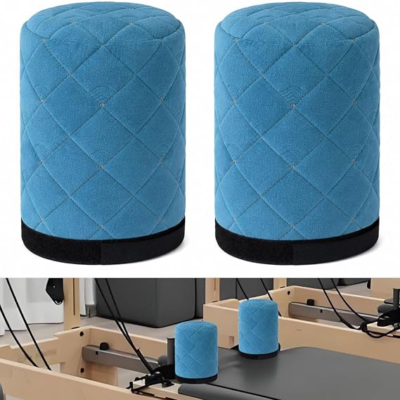2PCS Thicken Pilates Reformer Shoulder Block Covers, 7.5"x4"x4" Shoulder Rest Covers with Hook and Loop Straps, Loop Fastener for Comfort, Compatible with Most Reformers