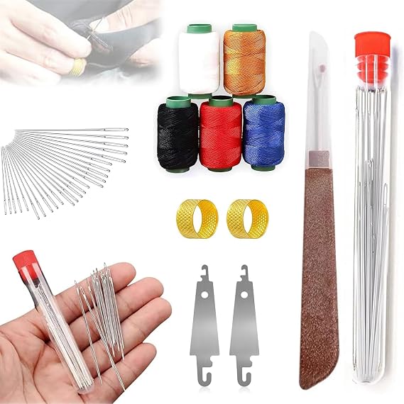 Stainless Steel Sewing Needles, Big Eye Steel Sewing Needles Kit, 34PCS Big Eye Steel Needles Set - Long & Thin Handmade Quilting & Sewing Needles Kit for DIY Sewing (36pcs)