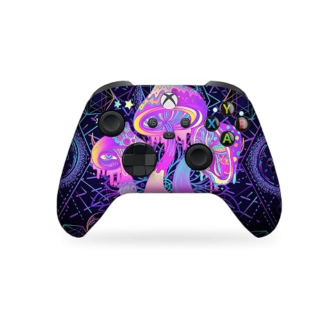 Psychedelic Mushrooms Customised Wireless Controller by BCB. Original X-box Controller Compatible with X-box One/Series X & S Console. Customized with Water Transfer Printing (Not a Skin)