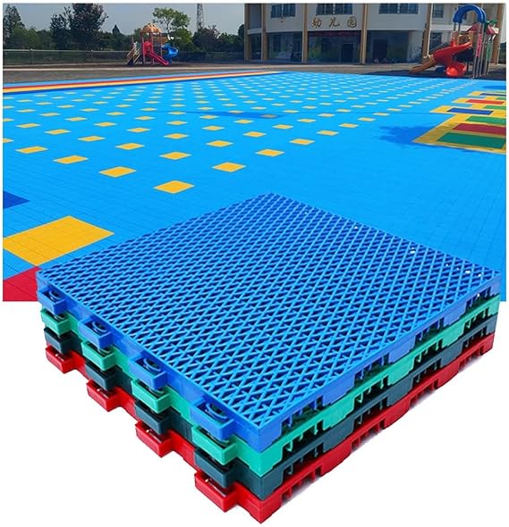 10pcs Outdoor Modular Interlocking Floor Tiles Basketball Court Tennis Court Volleyball Court Badminton Court DIY Sports Flooring, 30.6CM (Color : Red, Size : 10PCS)
