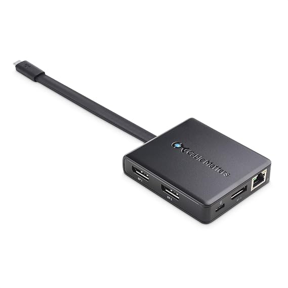 Cable Matters Triple Monitor USB C Hub, 3X DisplayPort, 100W Charging | Gigabit Ethernet, USB-A and USB-C, Thunderbolt 4/3 and USB4 Compatible, for Surface Pro/XPS