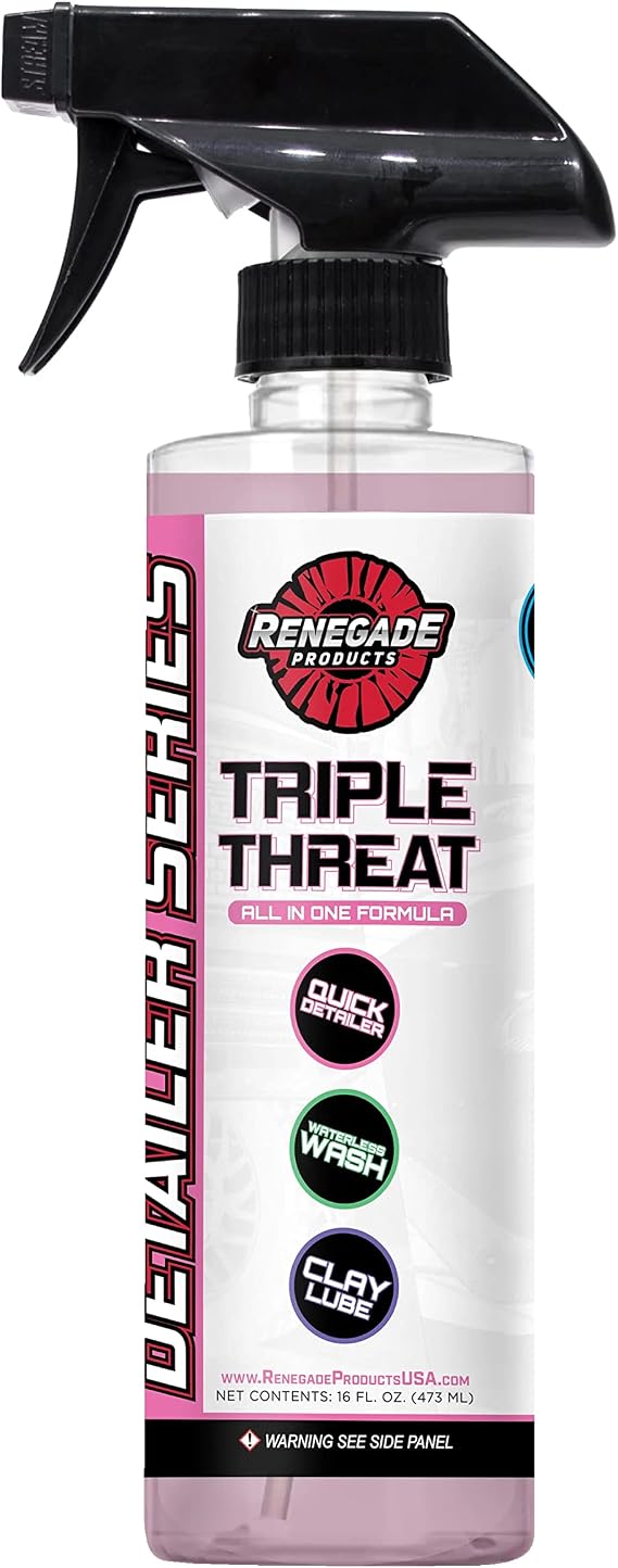 Renegade Products Triple Threat All-in-One Formula,Scratch Remover & Swirl Correction, Quick Detailer, Waterless Wash, Clay Lubricant (16 oz.)