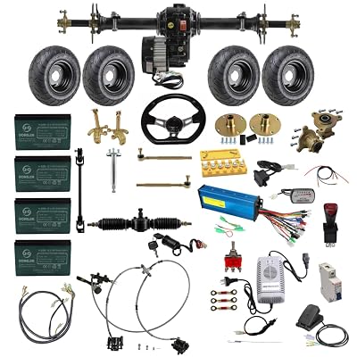 40 Rear Differential Motor Axle Kit – 48V 1000W Brushless Motor with 7 Wheels & Steering for Go-Kart, Trike, ATV, Quad, Buggy