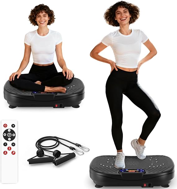 KINMAC Vibration Plate Fitness Platform Exercise Machine | Multiple Adjustable Programs And Levels,Resistance Bands,Full Body Shaker Workout,for Home Gym