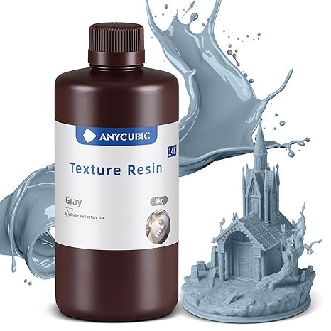 ANYCUBIC 14K 3D Printer Resin, Superior Precision Texture Resin, Model Matte Finish, Lower-Odor, Upgraded Toughness 3D Printing Resin for All LCD Resin 3D Printers (Grey, 1kg)