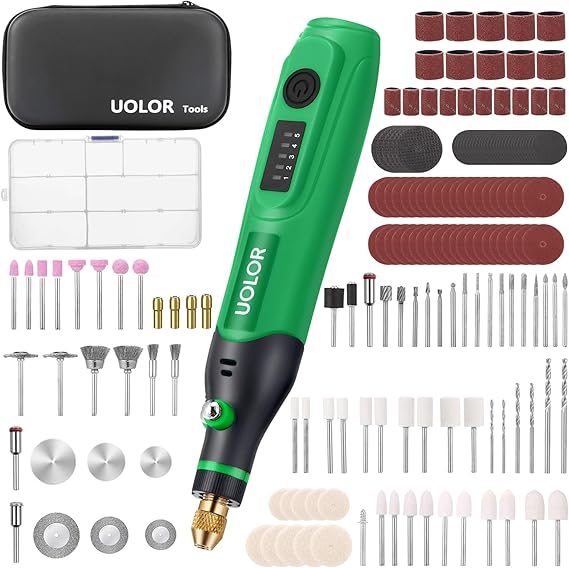 Uolor Mini Cordless Rotary Tool, Polishing Kit with 158 Accessories, Multi-Purpose Power Rotary Multi Tool for Polishing, Engraving, Sanding, Drilling, Etching, Cutting Grinding DIY Crafts