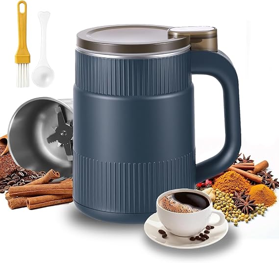 300w Electric Coffee Grinder, 8-Blade Coffee Bean Grinder, Fast Grinding with Copper Motor, Low Power Spice Grinder,Spice Grinder Electric for Coffee Bean,Dried Spice,Pepper,Grain,Nuts (Blue)