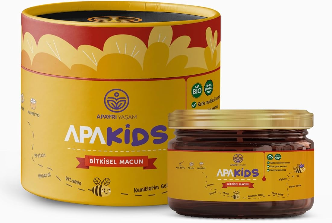 APAKİDS Çocuklara Özel Mumiyo, Arı Sütü, Polen Içeren Yoğunlaştırılmış Bio Macun%100 Bitkisel Apakids