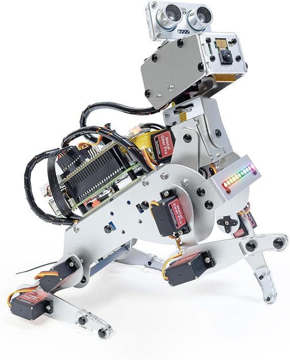 SunFounder PiDog AI Robot Dog Kit for Raspberry Pi 5/4/3B+/Zero 2W, Openclaw LLMs ChatGPT/Gemini/Grok, Voice&Video Recognition, Python, App, Gyroscope, Camera (RPI NOT Included)