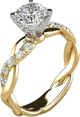 Women Fashion Ring Jewelry Wedding Rings Cute Girls Rings Women Cubic Zirconia Inlaid Twist Finger Ring Wedding Engagement Jewelry Gift for Girlfriend Wife Mom Teen Couples