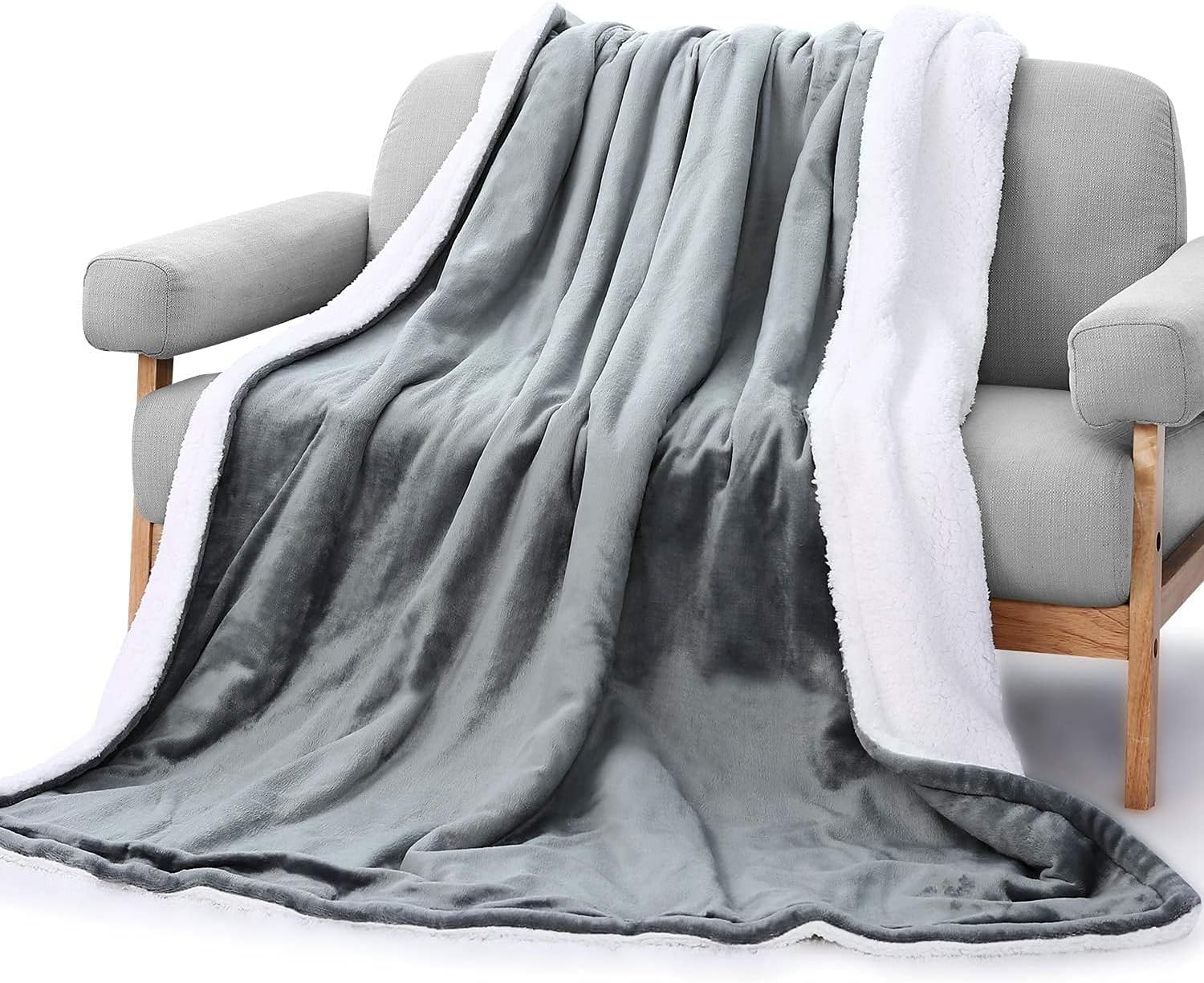 Electric Heated Blanket Soft Flannel Oversized 130 x 180cm with 6 Heating Settings &amp; 6 Hours Auto-Off Timer &amp; Overheating Protection, Machine Washable, Home Office Use - Grey