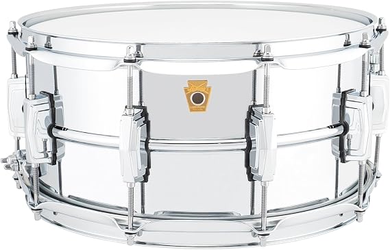 Ludwig LM402 Smooth Chrome Plated Aluminum 6.5 x 14 Inches Snare Drum with Imperial Lugs and Supra-Phonic Strainer