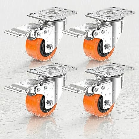 HOLKIE 304 Stainless Steel 2 Inch Caster Wheels Heavy Duty with Brakes