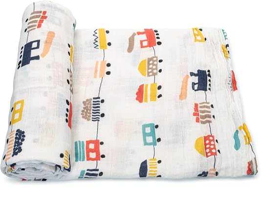 ADDISON BELLE Baby Swaddle Blanket - 100% Muslin Cotton Unisex Soft Swaddle Wrap for Baby Boys or Girl - Neutral Newborn Receiving Blankets - Nursery Swaddling for Babies - 47 x 47 (Trains)