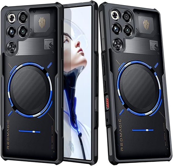 Gaming Case for Red Magic 11 Pro/11S Pro/11 Pro+/11S Pro+ Case, Soft TPU Bumper + Hard PC Back Cover Military Grade Airbags Shockproof Drop Protection,Black