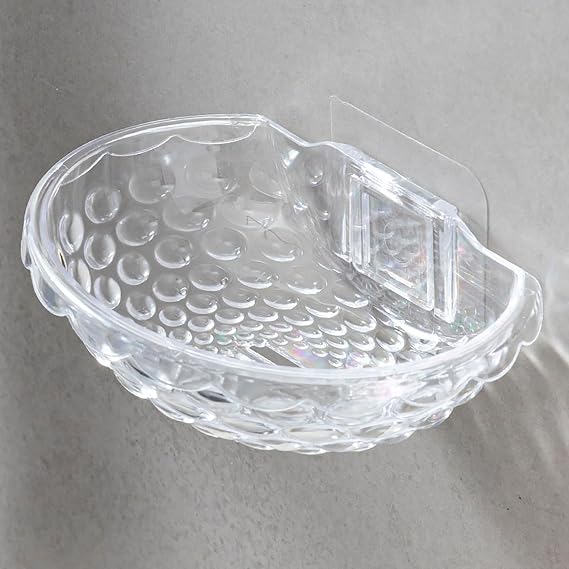 Acrylic Soap Dish with Self-Draining Design - No Drilling ,Universal and Aesthetics, Waterproof, Plastic Soap Saver - Bathroom Kitchen Organizer