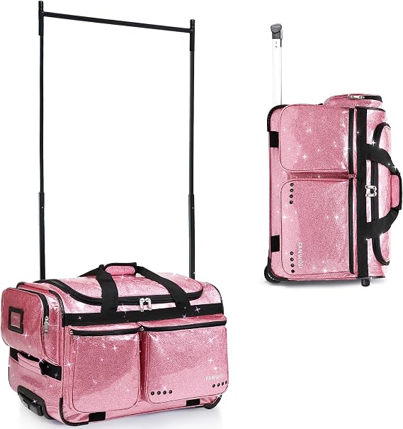 Fanwoli 23" Foldable Dance Bag with Rack, Rolling Competition Duffel