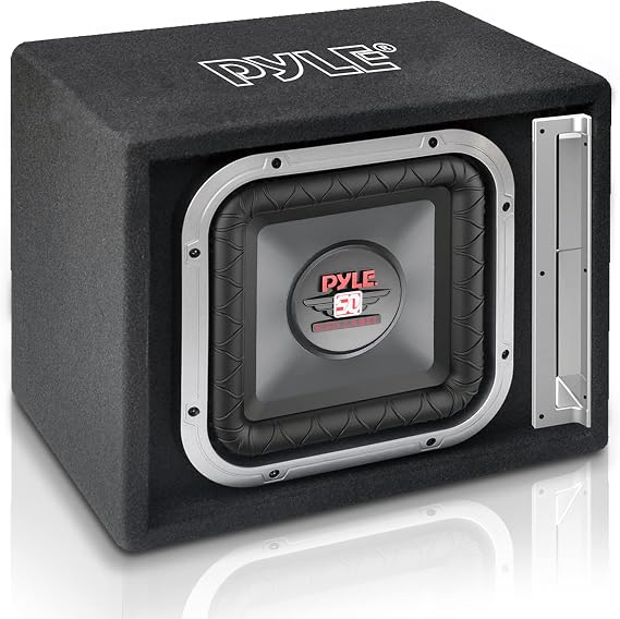 Pyle 10'' Single Series Vented Subwoofer Enclosure - High Powered Woofers with a Non-Pressed Paper Cone, Rear Vented Design with Santoprene Surround - PLSQ10BS,Black