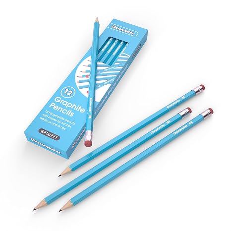 Classmaster GP12HBETHB Graphite Pencils with Erasers - Ideal for Art, Drawing, and Shading (Pack of 12)