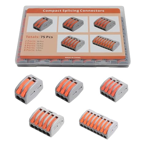 75PCS Lever Wire Connectors Kit for 28-12AWG Wires