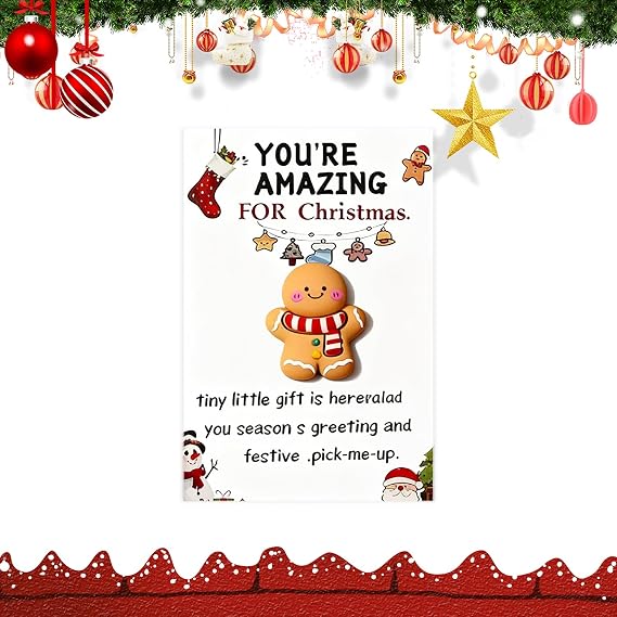 Pocket Hug Christmas Gift, Holiday Pocket Hugs, Christmas Series Holiday Cards, Happy Souvenir Token Anxiety Relief Emotional Inspirational Keepsake Small Gifts for Coworker Employee Family (Gingerbread Man)