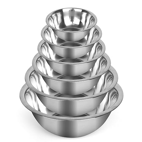 Culigrade Stainless Steel Mixing Bowls Set 6-Piece Nesting Metal Mixing Bowls (0.758 Qt) Durable, Rust-Resistant, Easy to Clean for Baking, Cooking, Meal Prep & Serving