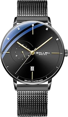 Automatic Watches for Men,Mens Automatic Watch,Original Mechanical Watch Movement,3ATM Water Resistant,Luminous Hands,Calendar and 24-Hour Display,Minimalist Self-Winding Wrist Watches for Men