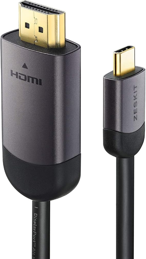 USB C to HDMI Directional Cable (4K 60Hz, 6ft/ 2m) 24K Gold Plated Connectors, USB 3.1 & Thunderbolt 3 Compatible with MacBook Pro, iPad Pro, iMac 4K / 5K / Pro, Surface Book 2 Samsung S8 S9 Note 8 9