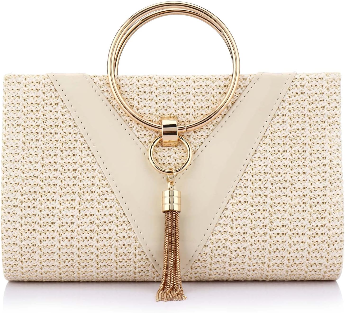 Straw Handbag Evening Bag Clutch Purses for Women, Fashion Summer Beach Tote Tassels Straw Clutch