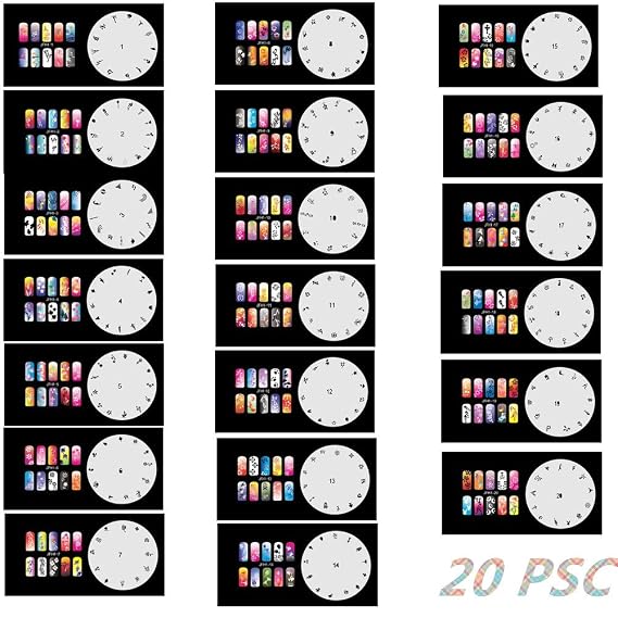 Buyter Manicure Stencils Tools DIY Design Airbrushing 20 Pieces Reusable Template Sheet for Airbrush Kit Nail Art Paint Set (Set 1(1-20))