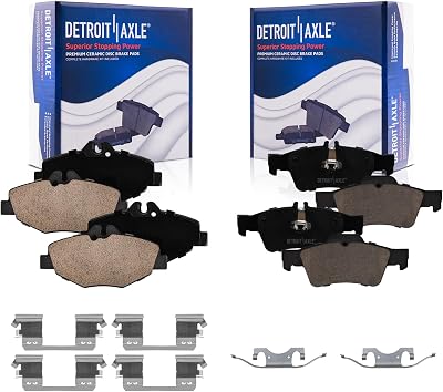 Detroit Axle - Brake Pads for 2003-2009 Mercedes-Benz E320, 2007-2009 E350, Front and Rear Ceramic Brake Pads with Hardware 2008 Replacement