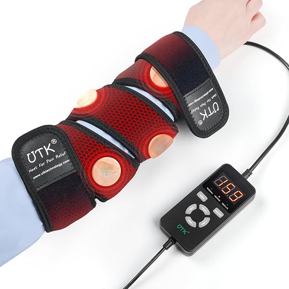 UTK 5X Far Infrared Heating Pad, Heated Wrap with Jade for Arm Joint Elbow, FSA-HSA Eligible, Hotter to 159F, 4H Auto Off & Memory Function, 120" Extension Cord, Birthday Gifts for Men Women Mom Dad