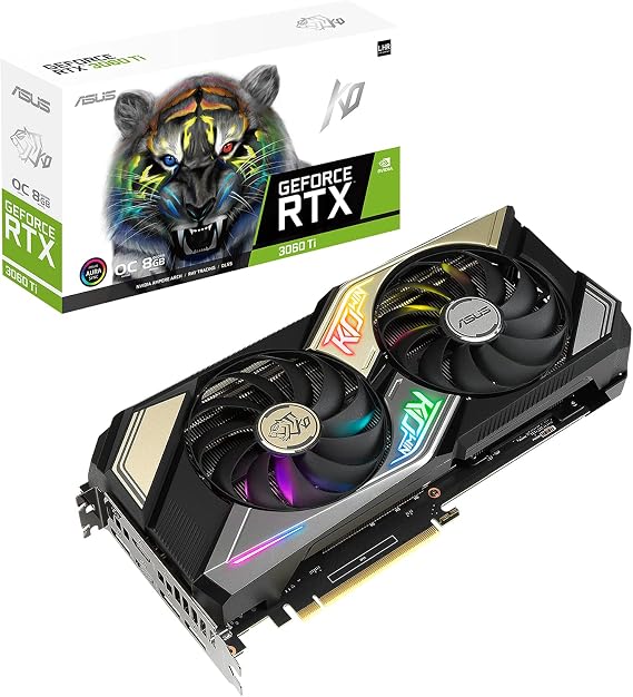 ASUS KO NVIDIA GeForce RTX 3060 Ti V2 OC Edition 8GB GDDR6 Gaming Graphics Card - PCIe 4.0 8GB GDDR6 Memory LHR HDMI 2.1 DisplayPort 1.4a Axial-tech Fan Design 0dB Technology Enduring Capacitors
