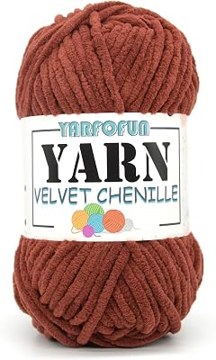 Velvet Chenille Yarn for Crocheting,Brown Fluffy Velvet Plush Yarn Thick Soft Chunky Chenille Yarn Baby Blanket Yarn for Crocheting Knitting Amigurumi Beginners 50gCoffee