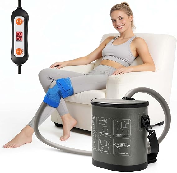 Cold Therapy Machine with Programmable Timer, Portable Ice Machine for Knee After Surgery, Cryotherapy Machine W/Compression Pad, Adjustable Flow for Shoulder Hip Ankle Injury Recovery
